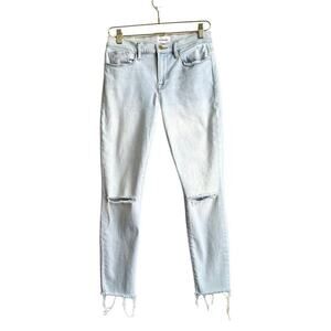Frame Le Skinny De Jeanne Crop Jeans Women's 29 Light Wash blue Distressed